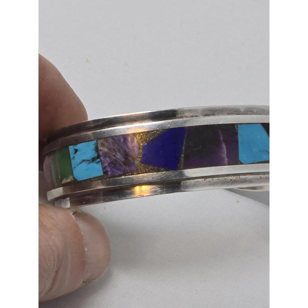 Greg T. Smith Taos Pueblo Sterling Inlay Cuff 6.25" Lapis